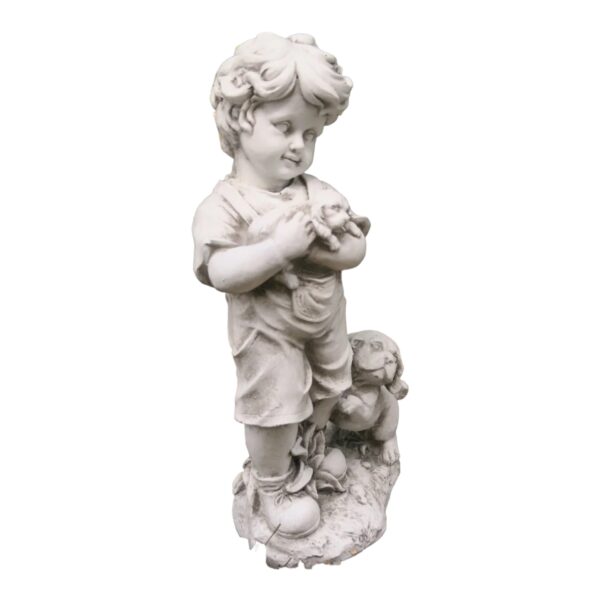 Garden Sculpture Statue of Boy and Dog - Image 3