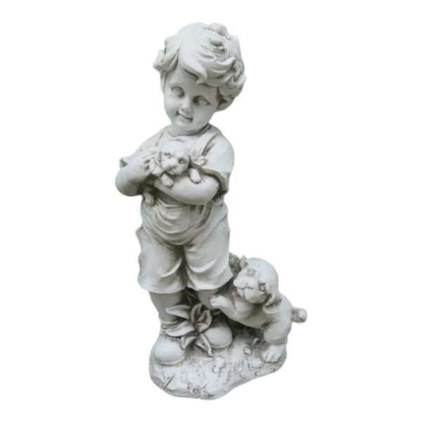 Garden Sculpture Statue of Boy and Dog